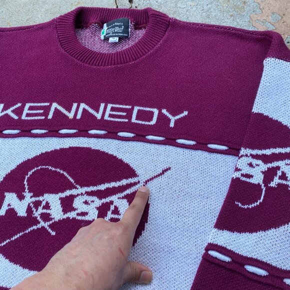 Vintage NASA Kennedy Space Center Knit Sweater Men's Size XL Cotton Blend - Picture 5 of 11